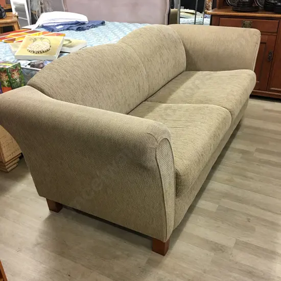 Sofa - 2.5 Seater With Camel Colour Fabric, Wooden Legs