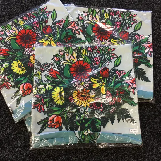 Set of 5 x fishmob 'Big Bunch' Cushion Covers by Dick Frizzell, 44 x 44cm