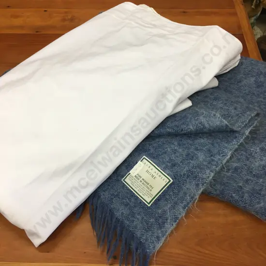 Laura Ashley Home Pure Mohair Pile Throw & Pair of White Curtains, L253cm