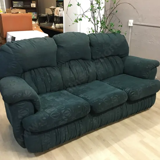 Emerald Green Fabric 3 Seater Couch With Waterfall Back, Black Feet
