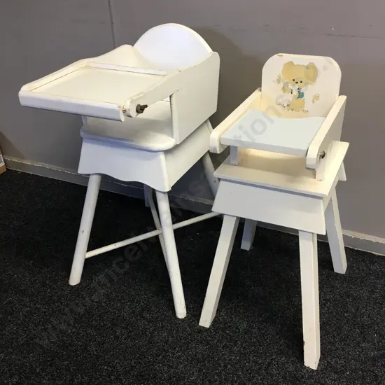 Pair of Vintage Wooden Highchairs, Painted White