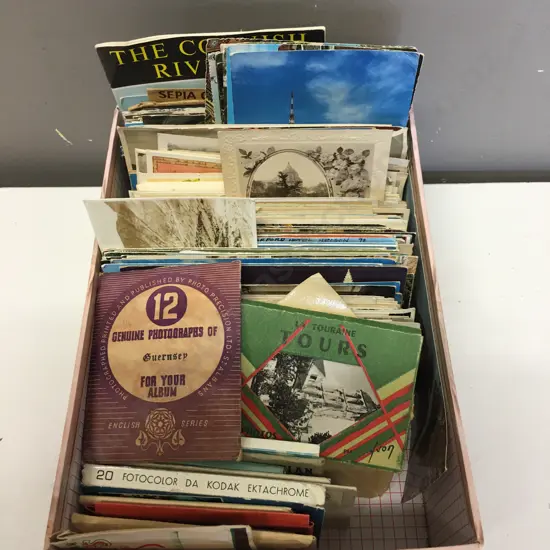 Box Lot Vintage Postcards & Photos