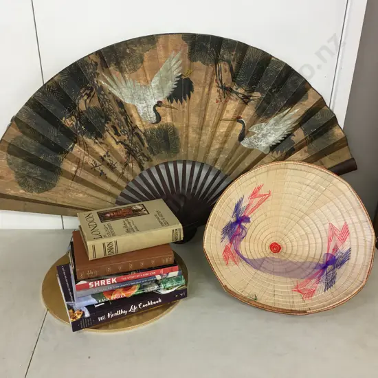 Books, Cookbooks, Decorative Fan & Coolie Hat