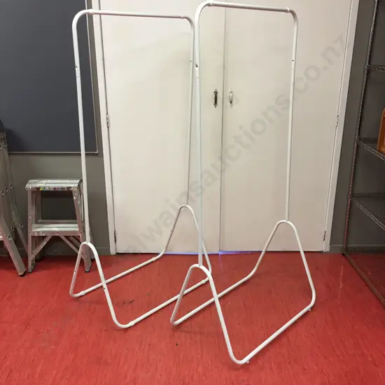 Pair of Freestanding White Dress Rails