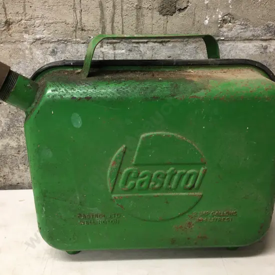 Vintage Metal Castrol Wellington Fuel Container With Raised Detail, 2 Imperial Gallons