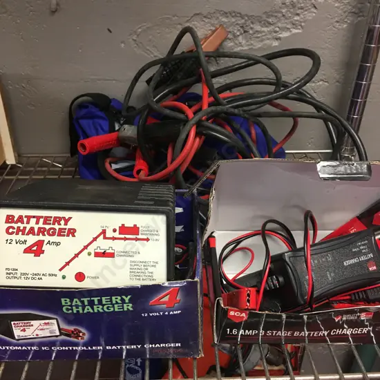 Battery Charger 12V 4Amp, SCA 1.6Amp 3Stage Battery Charger, Jumper Leads