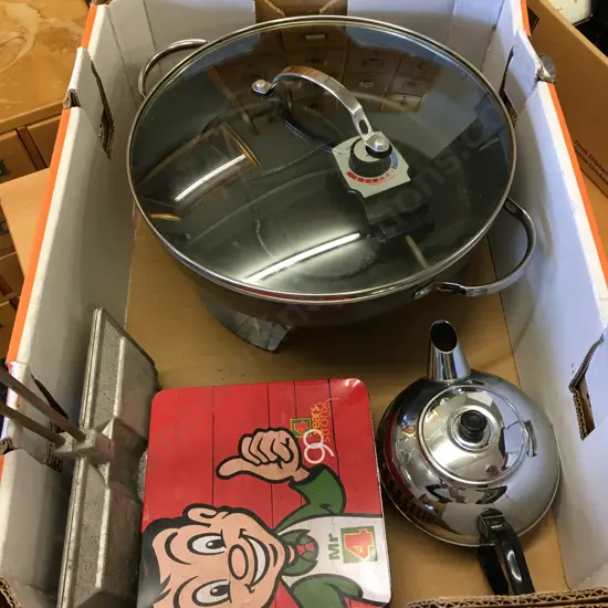 Box Electric Frypan, Toastie Maker, 4 Square Tin, Teapot