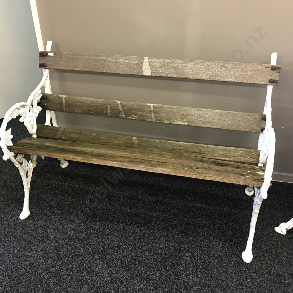 Blackberry & Bramble Cast Aluminum Bench, Wood Slats, 78 x 120cm Image 1++