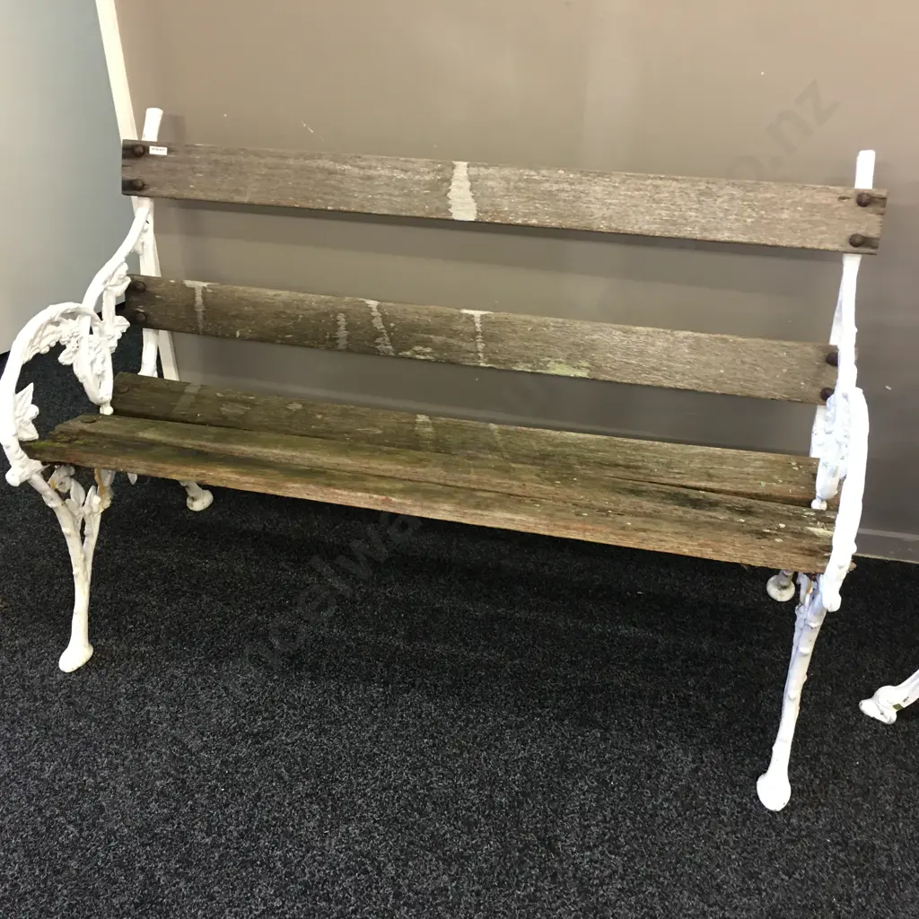 Blackberry & Bramble Cast Aluminum Bench, Wood Slats, 78 x 120cm Image 1++