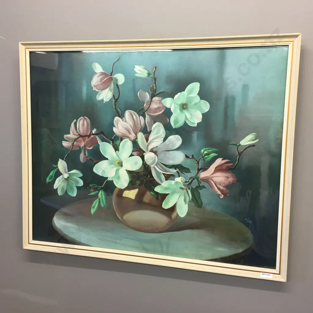 Mid Century Wilf Walker 'Spring Fantasy Magnolias' Framed Print With Glass, 65 x 81cm Image 1++