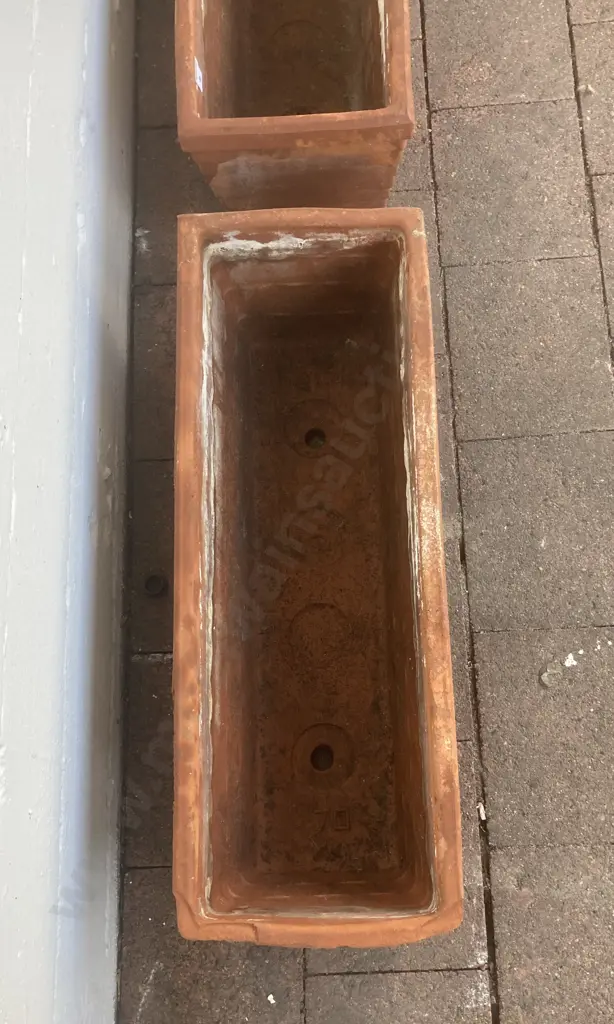Pair of Terracotta Italian Trough Planters H21 W71 D25cm Image 1++