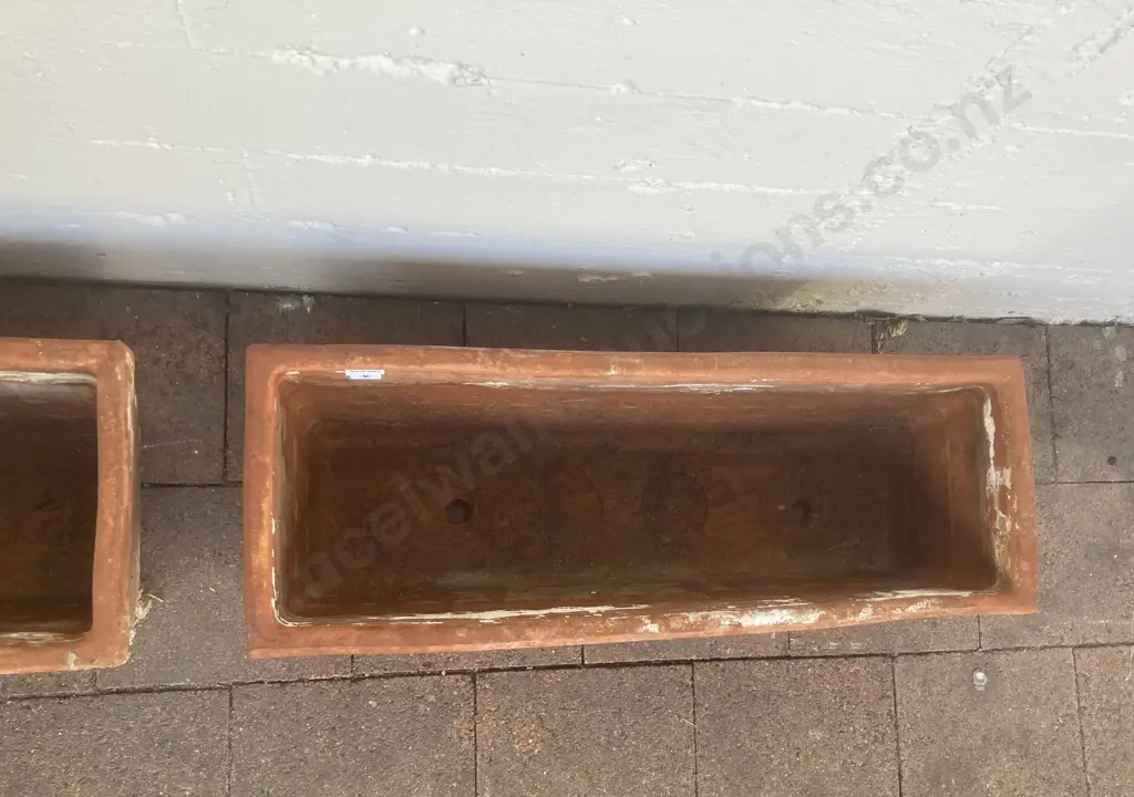 Pair of Terracotta Italian Trough Planters H21 W71 D25cm Image 1++