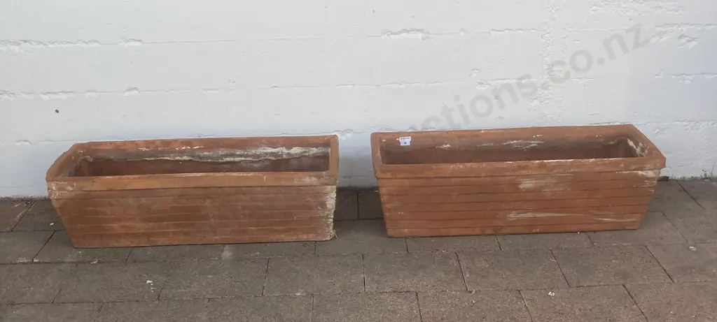 Pair of Terracotta Italian Trough Planters H21 W71 D25cm Image 1++