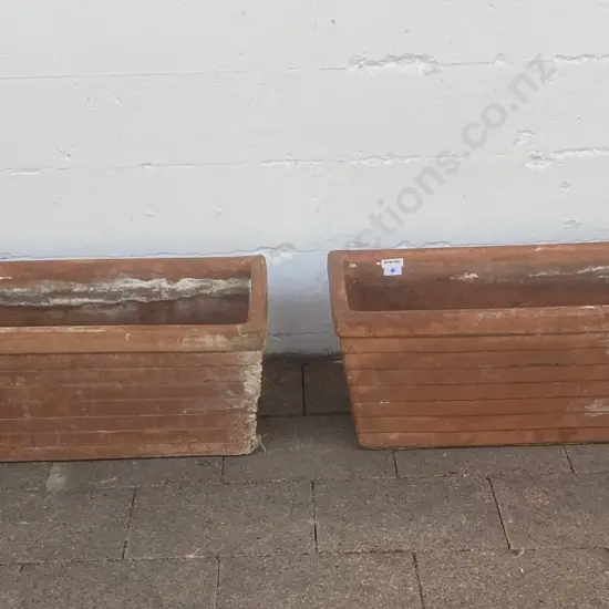 Pair of Terracotta Italian Trough Planters H21 W71 D25cm