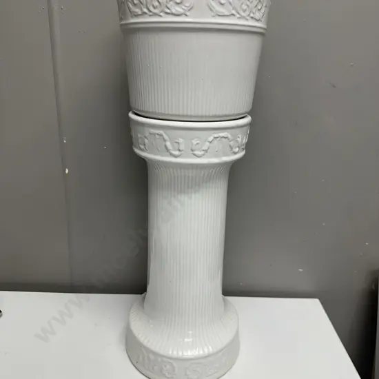White German Planter Pot On Pedestal Base #809-23 H63cm.