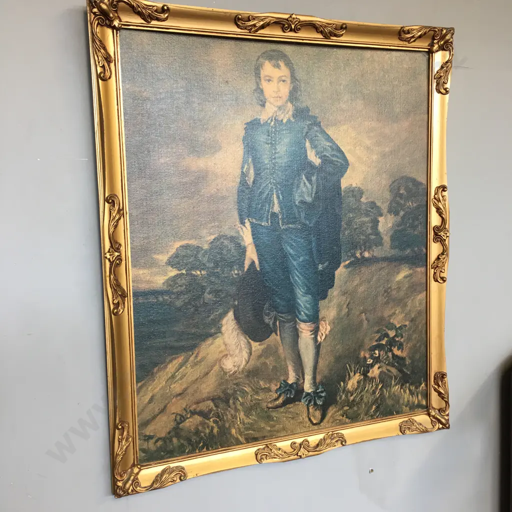 Vintage Framed Blue Boy Print By Gainsborough H68cm, W58cm. Image 1++