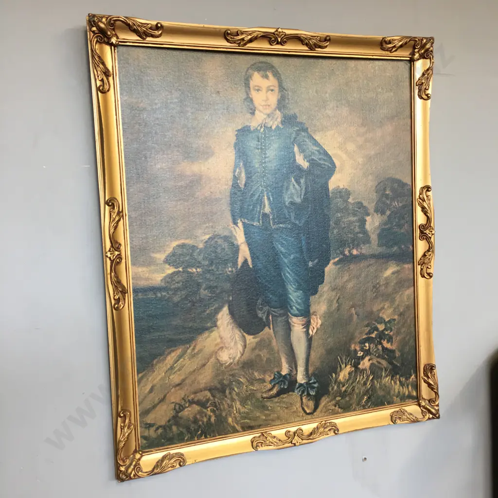 Vintage Framed Blue Boy Print By Gainsborough H68cm, W58cm. Image 1++