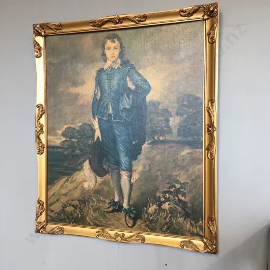 Vintage Framed Blue Boy Print By Gainsborough H68cm, W58cm.