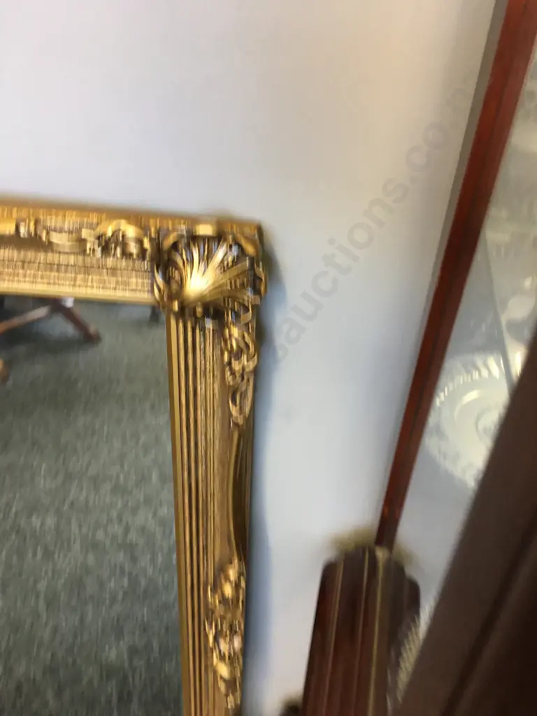 Ornate Gilt Framed Wall Mirror. 136 x 90cm (Frame Chipped) Image 1++