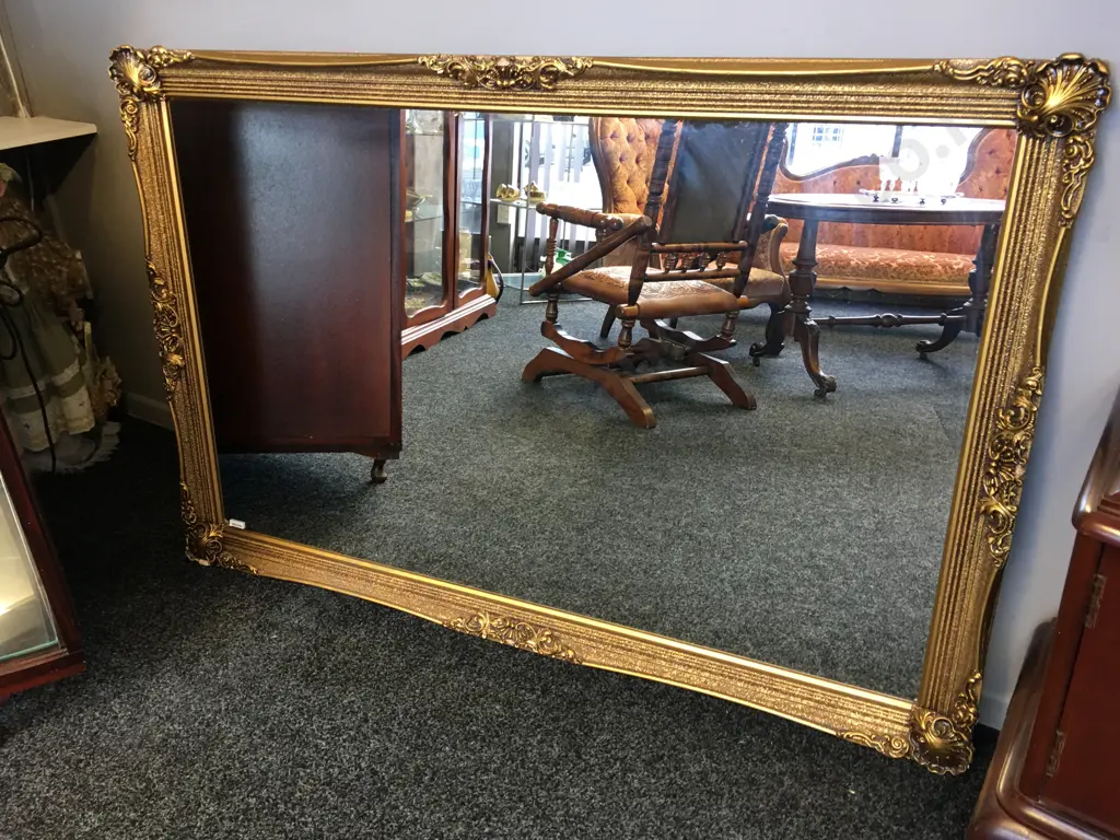Ornate Gilt Framed Wall Mirror. 136 x 90cm (Frame Chipped) Image 1++
