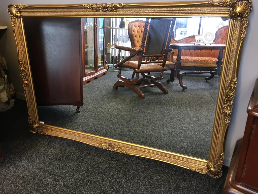 Ornate Gilt Framed Wall Mirror. 136 x 90cm (Frame Chipped) Image 1++