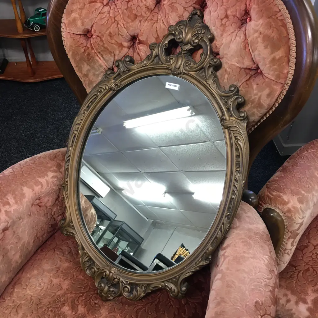 Ornate Oval Wall Mirror, 71 x 46cm Image 1++