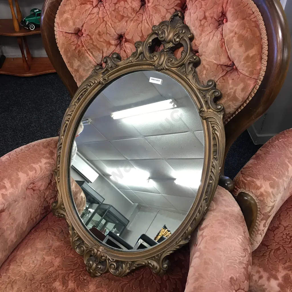 Ornate Oval Wall Mirror, 71 x 46cm Image 1++