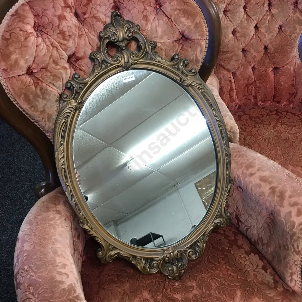 Ornate Oval Wall Mirror, 71 x 46cm Image 1++