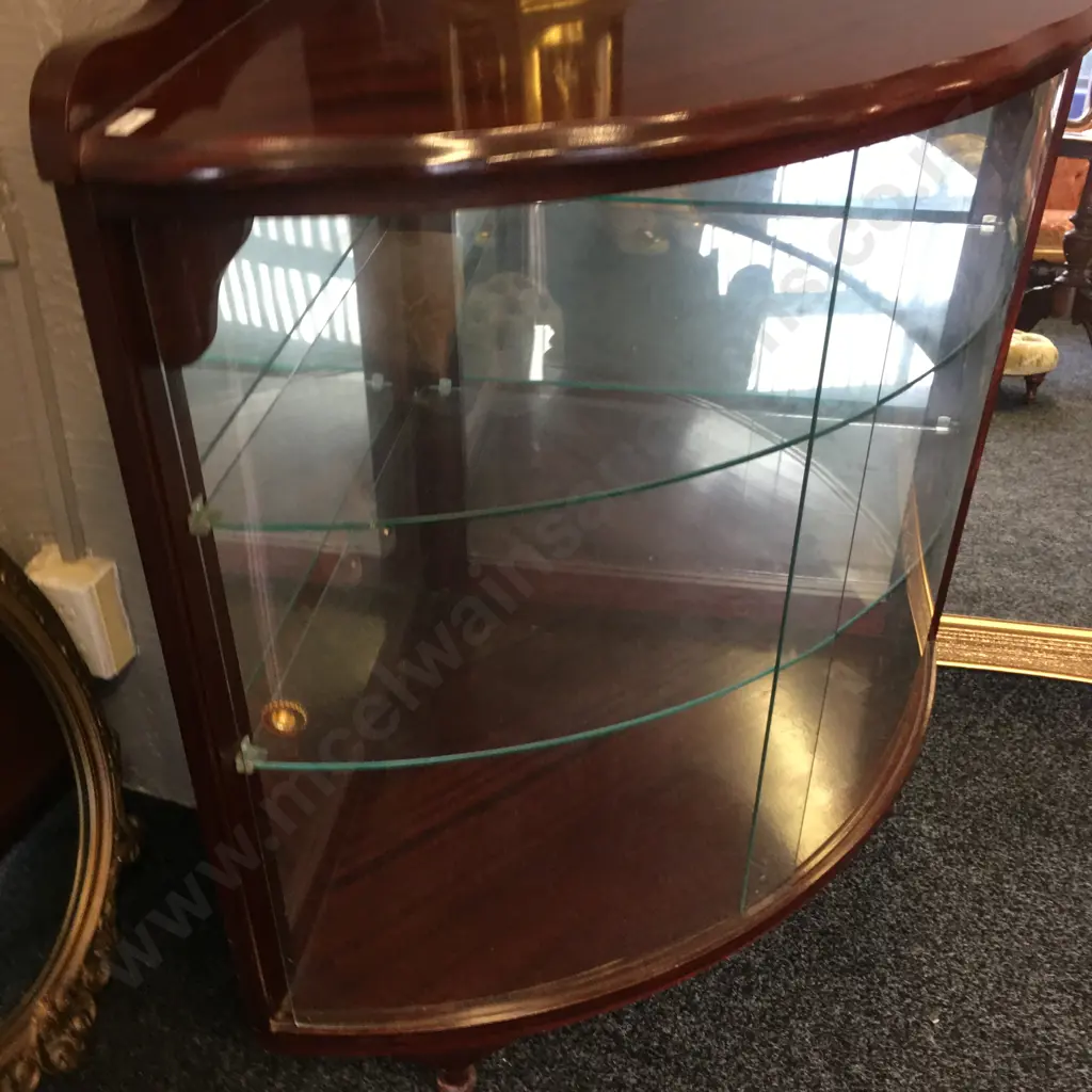 Mahogany Corner Glass Display Unit, 2 Door, Glass Shelves, H92 W90 D62cm Laloli Superior Furniture Image 1++