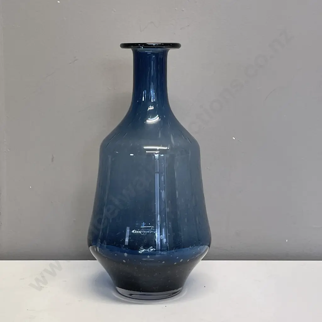French Country Royal Blue Bubble Art Glass Vase H30cm Image 1++