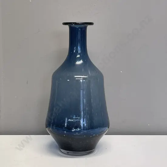 French Country Royal Blue Bubble Art Glass Vase H30cm