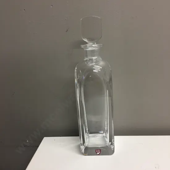 Vintage Mid-Century Orrefors Crystal Glass Decanter with Stopper, Signed Engraved Base, 29.5cm