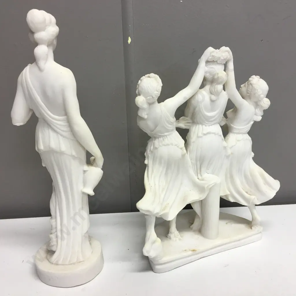 Vintage 'The Three Graces' Statue H29cm, & Hebe Goddess of Youths Statue H33cm Image 1++
