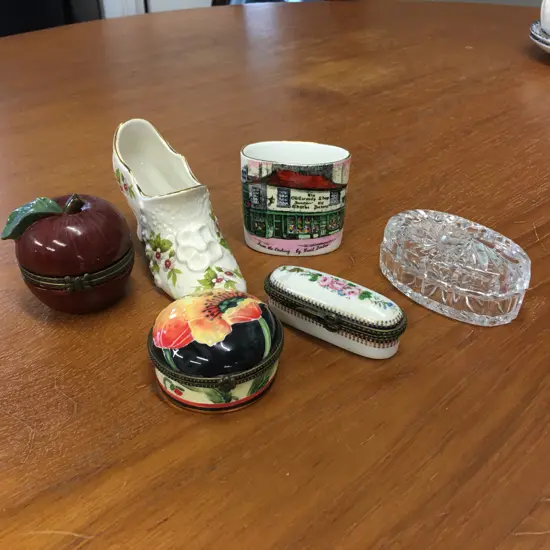 Selection of Trinket Dishes & Old Foley Shoe