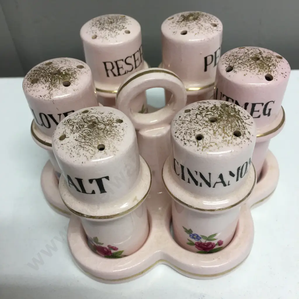 Vintage Pink/Floral China Spice Set Image 1++