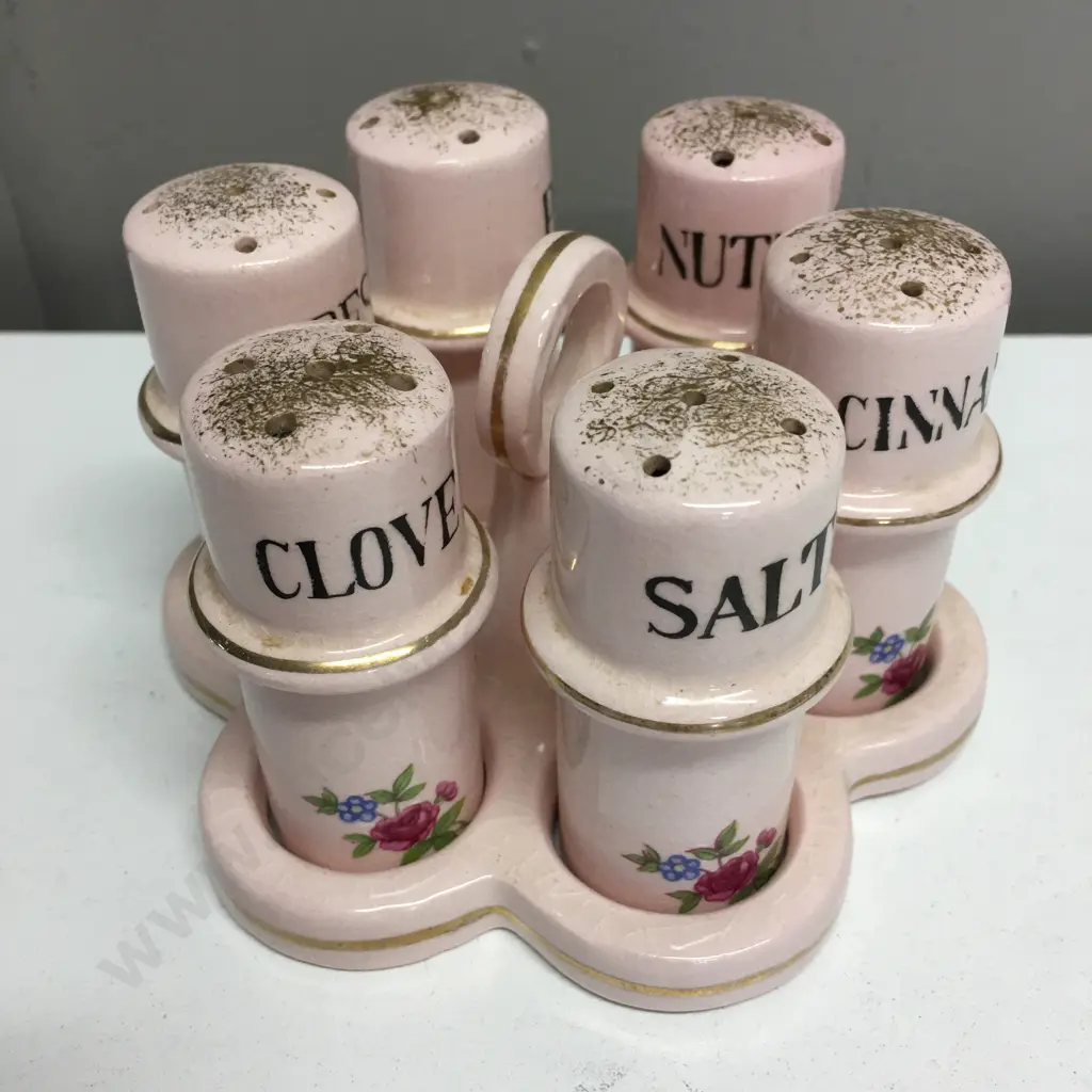 Vintage Pink/Floral China Spice Set Image 1++