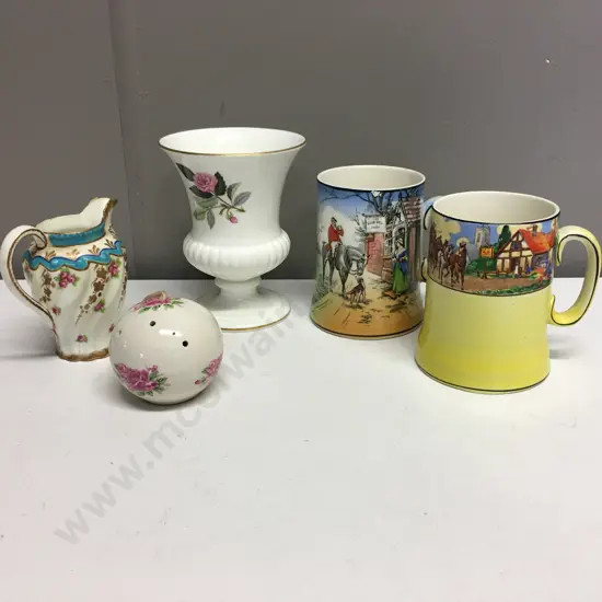 Burslem 1931 & 1932 Christmas Mugs, Wedgwood Vase Etc