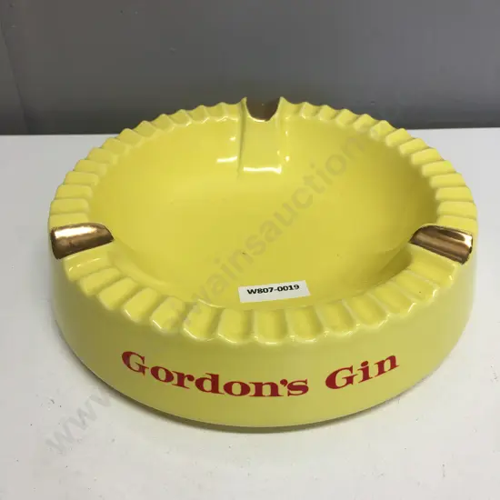 Rare Vintage Yellow Gordon's Gin Round Advertising Ashtray, 1960s, Dia 20.5cm, Wade Regicor