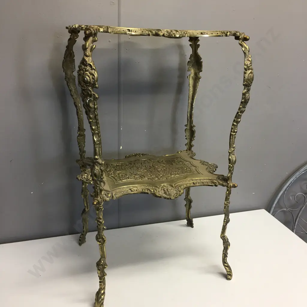 Fantastic Art Nouveau Ornate Solid Brass 2 Tier Side Table / Display Stand, H66 W38 D30cm Image 1++