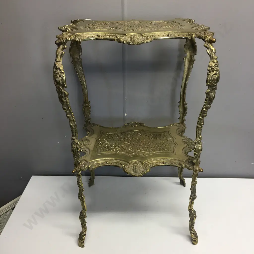 Fantastic Art Nouveau Ornate Solid Brass 2 Tier Side Table / Display Stand, H66 W38 D30cm Image 1++