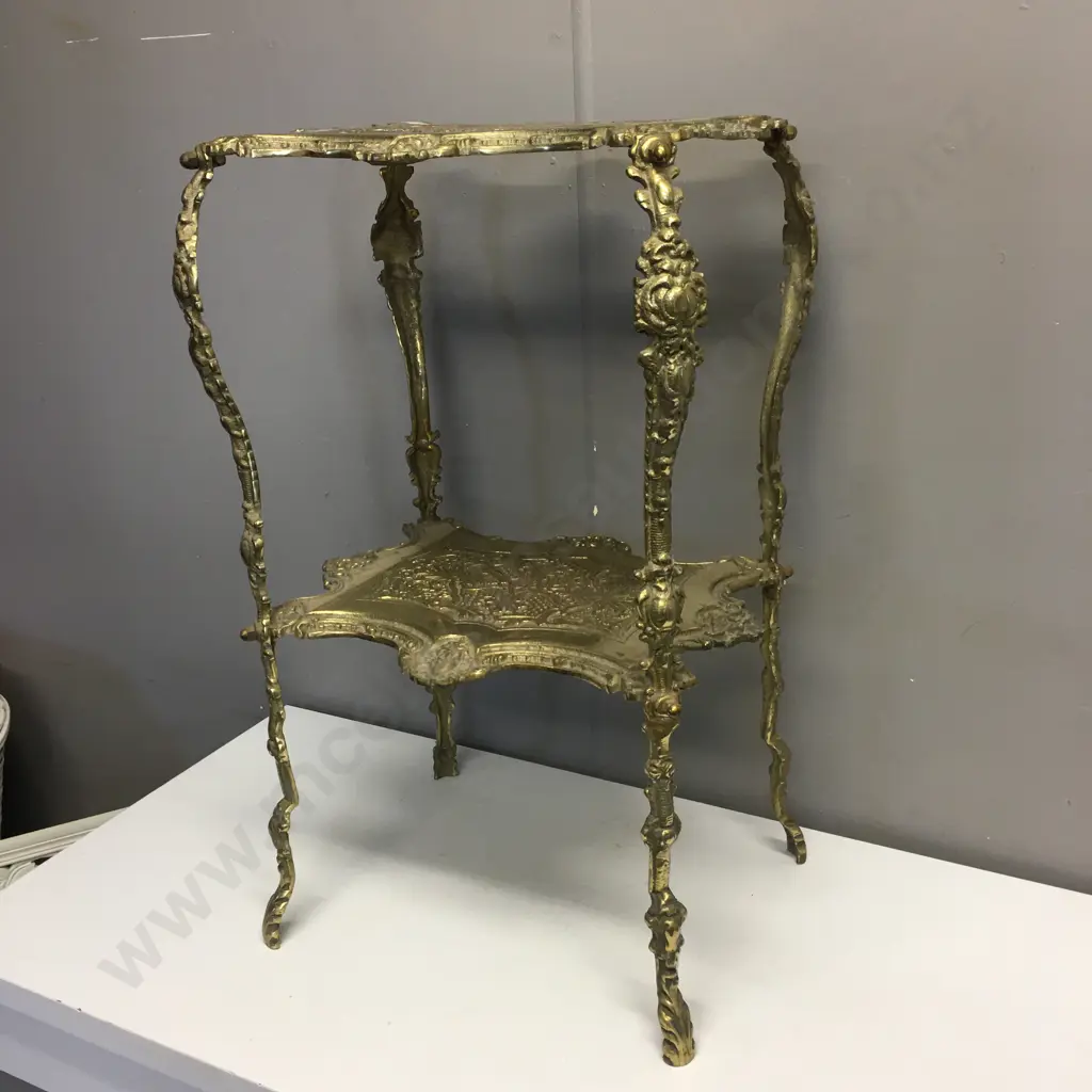 Fantastic Art Nouveau Ornate Solid Brass 2 Tier Side Table / Display Stand, H66 W38 D30cm Image 1++