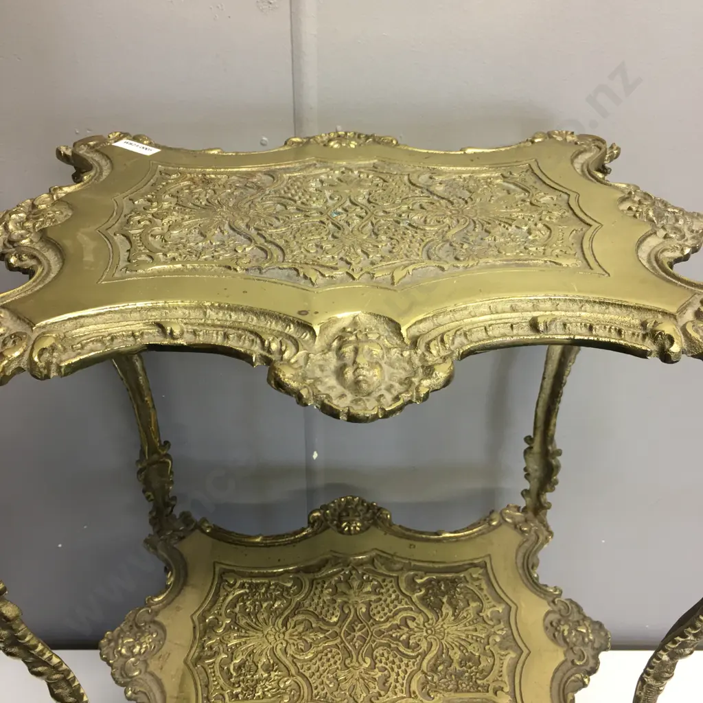 Fantastic Art Nouveau Ornate Solid Brass 2 Tier Side Table / Display Stand, H66 W38 D30cm Image 1++