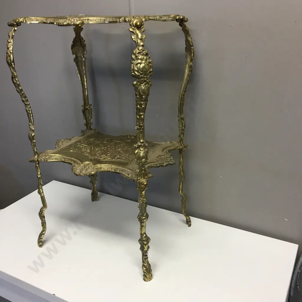 Fantastic Art Nouveau Ornate Solid Brass 2 Tier Side Table / Display Stand, H66 W38 D30cm Image 1++