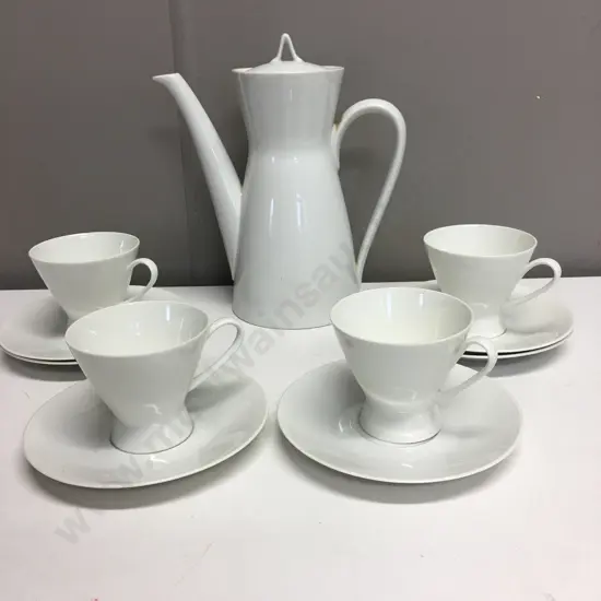 German Rosenthal Coffee Pot With 4 Duos & 2 Extra Saucers (af) to 1x cup