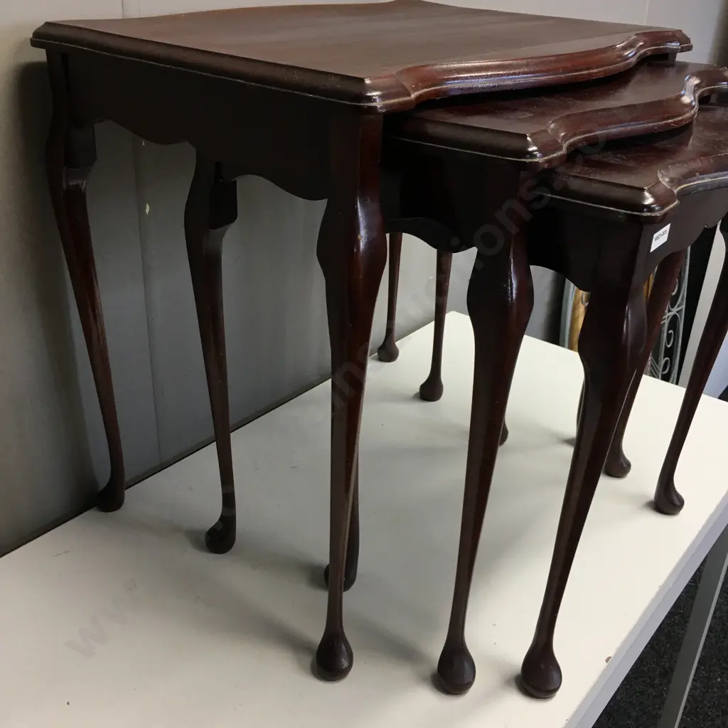 Nest of 3 Mahogany Tables Image 1++