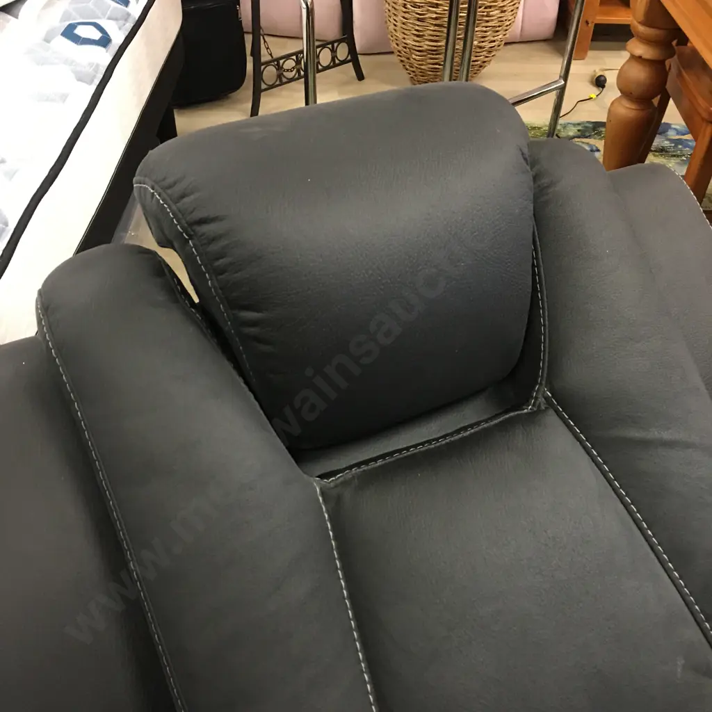 Electric Recliner Chair with USB Port, Cup Holders, Hidden Arm Storage, Black Microsuede Image 1++