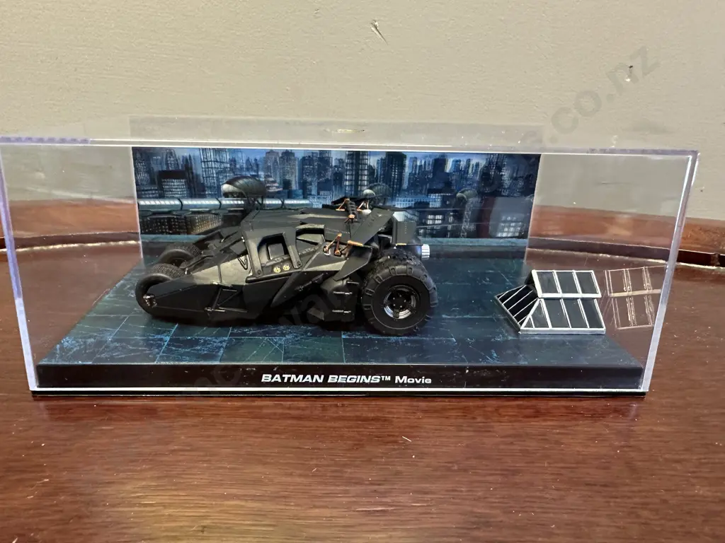 Batman Begins Movie - Diecast Batmobile Model Displayed In Clear Case Image 1++