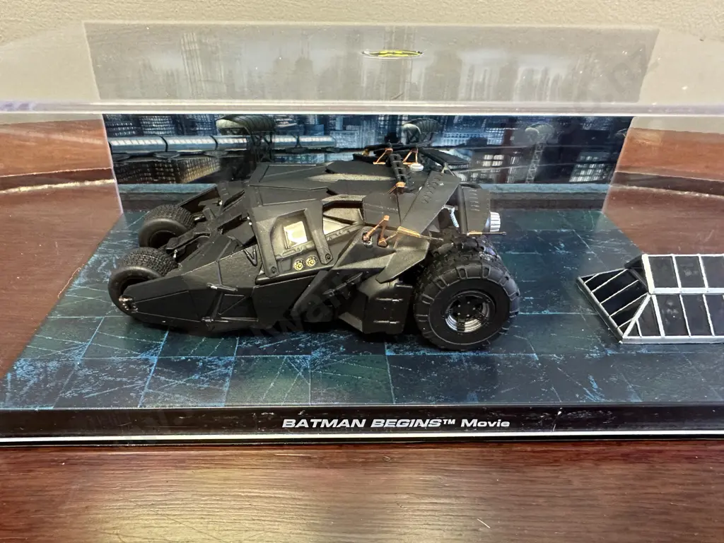 Batman Begins Movie - Diecast Batmobile Model Displayed In Clear Case Image 1++