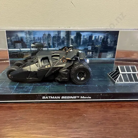 Batman Begins Movie - Diecast Batmobile Model Displayed In Clear Case