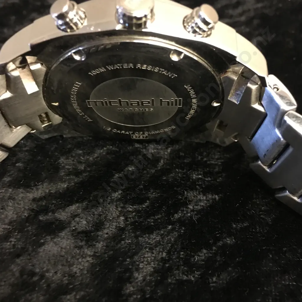 Micheal Hill Men's Solar Chronograph with 1/2 Carat TW of Diamonds in Stainless Steel Image 1++